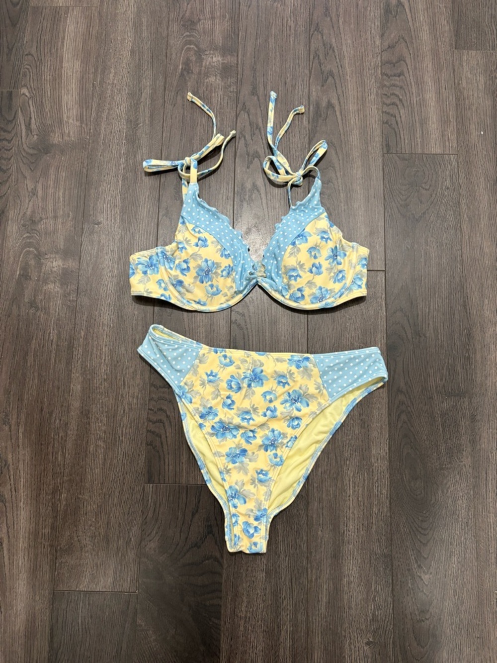 Hollister Yellow & Blue Floral Two-Piece Bikini